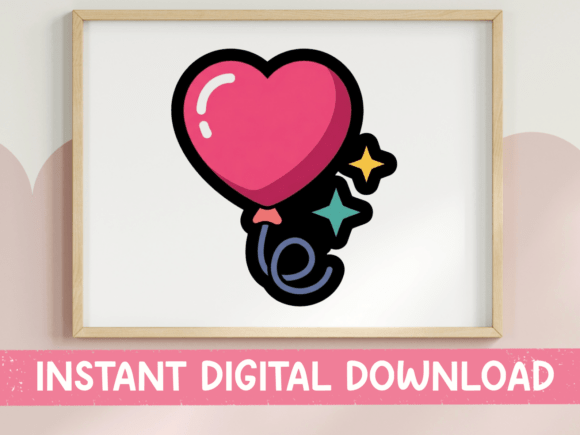 Adorning Your Projects with Whimsy: The Pink Heart Balloon Curl String Sticker