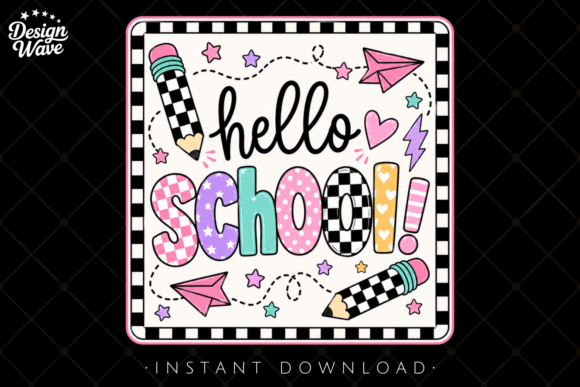 Capture a Cheerful Retro Vibe with the Hello School Shirt PNG