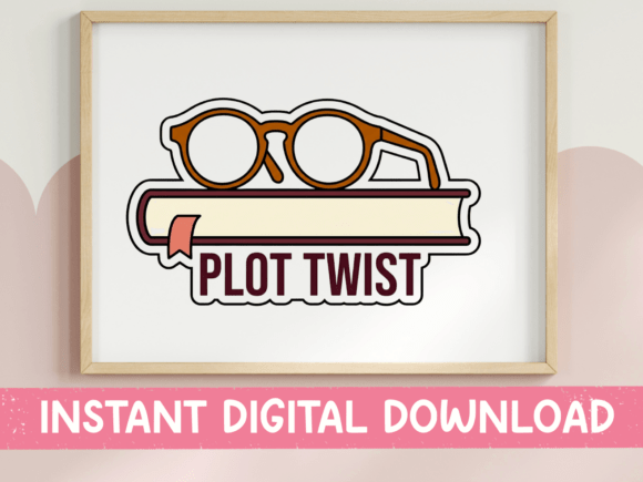Capture the Unexpected: The Plot Twist Book Glasses Reader Sticker Design