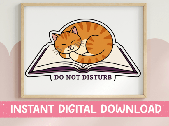 Cat on Book Do Not Disturb Sticker: A Designer's Cozy Asset
