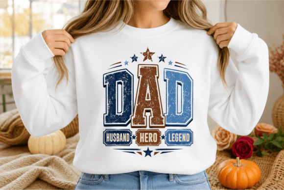 Dad Husband Hero Legend PNG: A Vintage Varsity Tribute