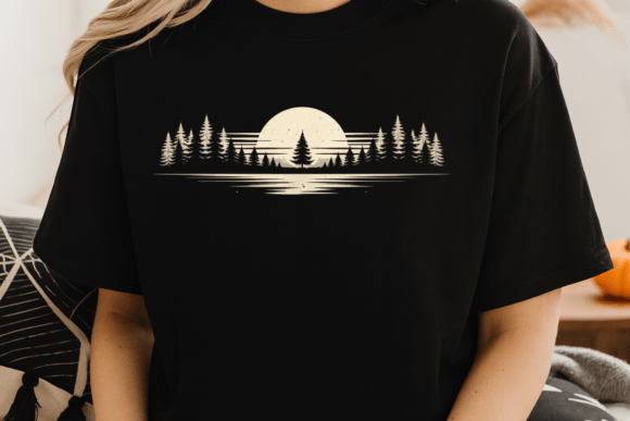 Forest Lake Sunset Shirt PNG: A Minimalist Masterpiece for Nature-Inspired Projects