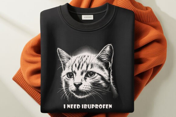 I Need Ibuprofen Funny Cat T-Shirt PNG: Sarcasm Meets Feline Charm