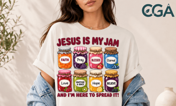 Jesus is My Jam Fruit Jars PNG: Faith-Filled Design Asset