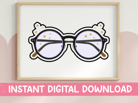 Magical Round Glasses Stars Sticker: A Whimsical Design for Creatives