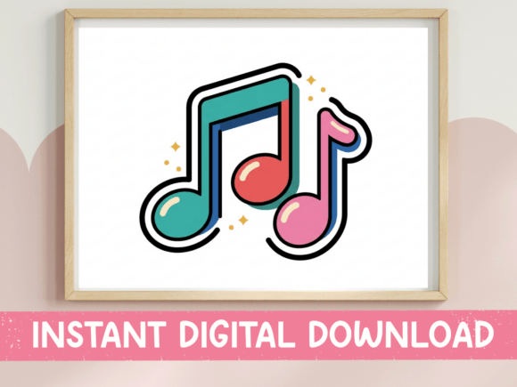 Music Notes Colorful Sparkle Design: A Vibrant Clipart Asset