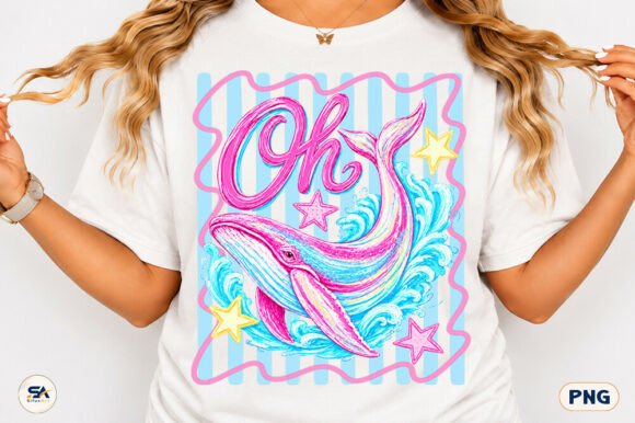 Oh Whale Summer Coquette PNG Stripes Tee