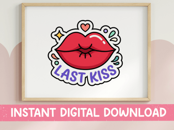 Pop-Art Flair: The Last Kiss Red Lips Sticker for Celebrations