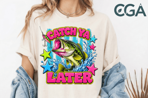 Retro Catch Ya Later Bass Fishing PNG: A Design Asset for Bold Branding