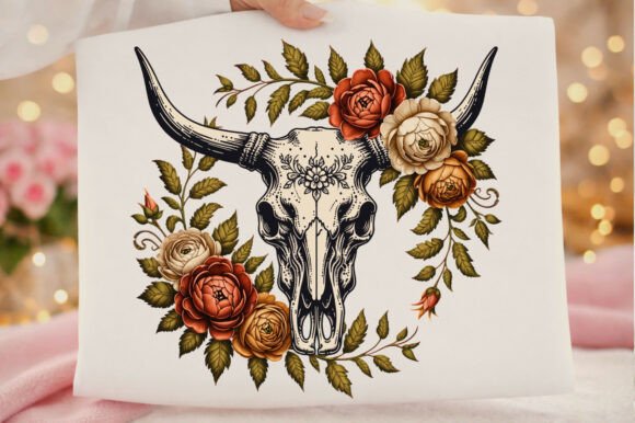 Retro Cow Skull Western Boho Floral Png: Your Key to Rustic Charm