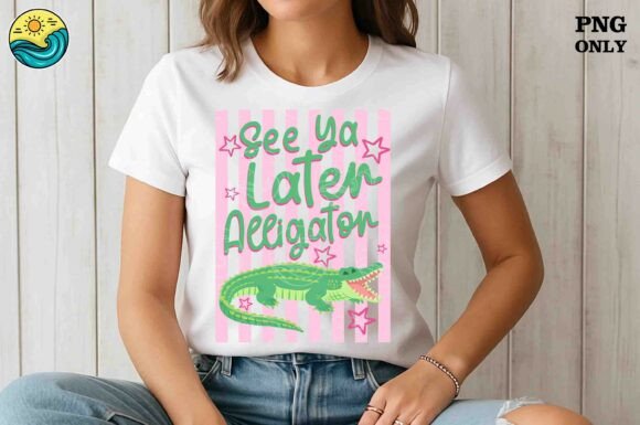 See Ya Later Alligator Pink Stripes Png: A Vintage Vibe for Modern Design