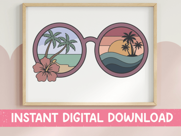 Tropical Sunglasses Beach Sunset SVG: A Digital Design Asset