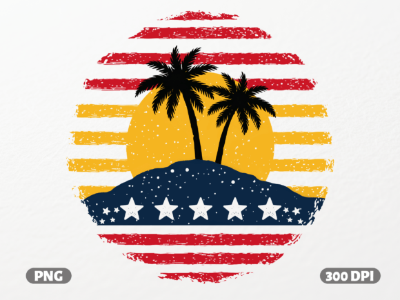 USA Flag Island Sunset: Your Go-To Patriotic Design Asset