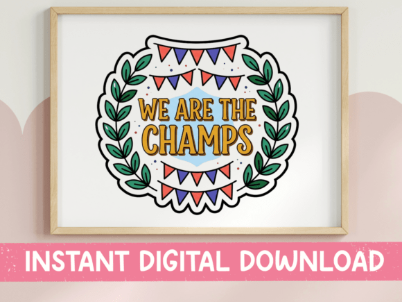 Victory in Vector: The We Are the Champs Outline Badge Sticker